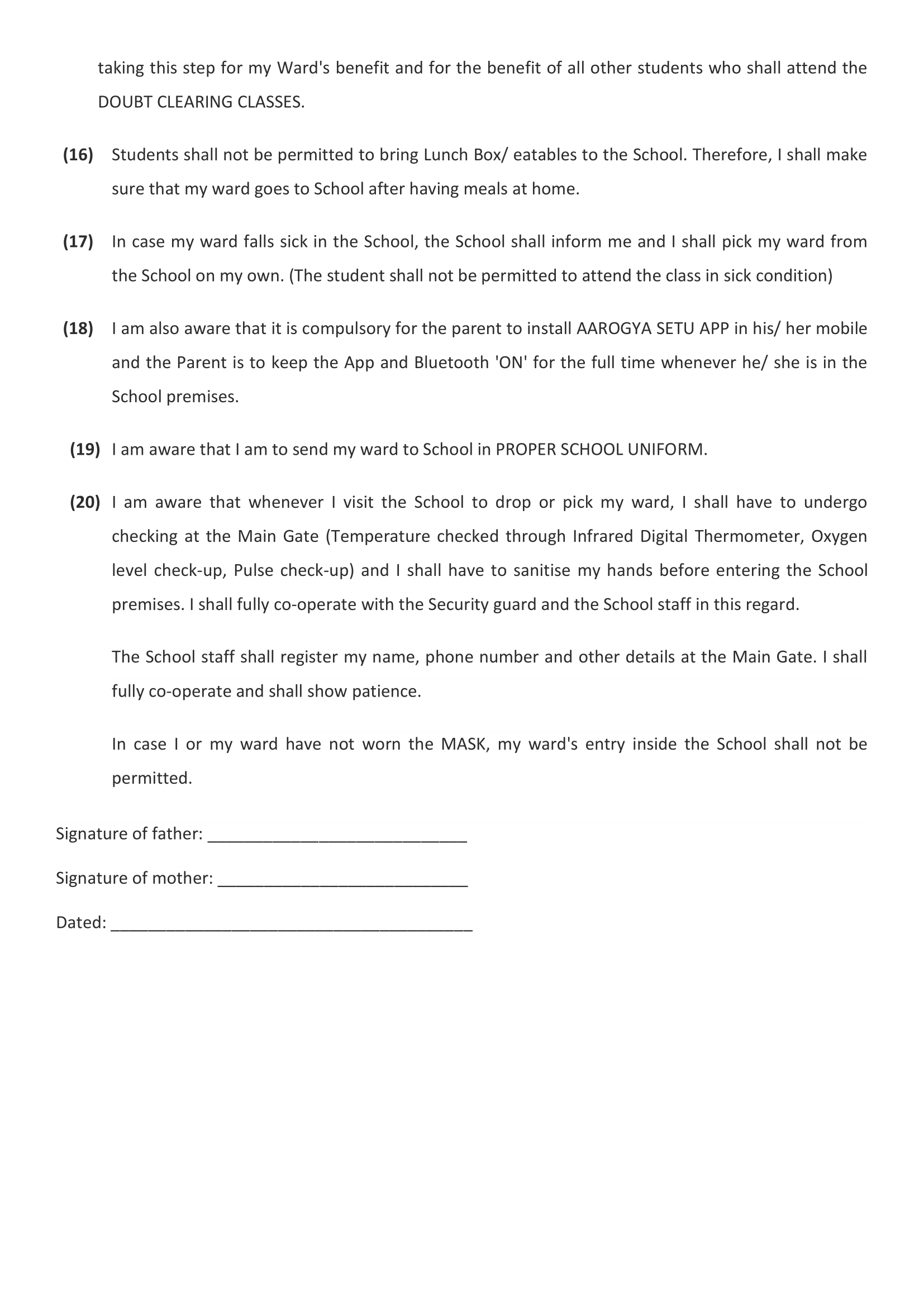 PARTIAL REOPENING OF THE SCHOOL FOR STUDENTS OF CLASSES 9th to 11th